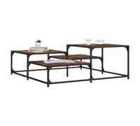 Coffee Table Smoked Oak 107x107x40 cm Engineered Wood Metal Industrial StableTop