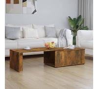 Coffee Table Smoked Oak 150x50x35cm Engineered Wood 360° Swivel Top with 1 Shelf