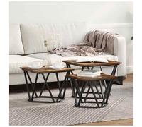 Coffee Table Smoked Oak 50x50x40cm Square Engineered Wood & Steel Compact Modern