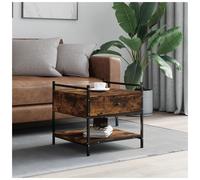 Coffee Table Smoked Oak 50x50x50 cm Engineered Wood Metal Modern Rustic Square-L