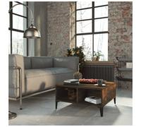 Coffee Table Smoked Oak 60x60x30 cm Engineered Wood 2 Shelves Modern Low Profile