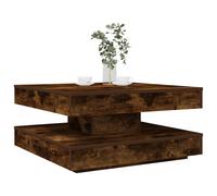 Coffee Table Smoked Oak 70x70x34.5cm Engineered Wood 360° Rotating Storage Shelf