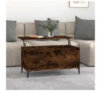Coffee Table Smoked Oak 90x44.5x45cm Engineered Wood Modern Metal Legs Versatile