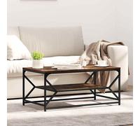 Coffee table Smoked Oak 90x50x40cm Engineered Wood Top Steel Legs Modern Minimal