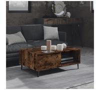 Coffee Table Smoked Oak 90x60x35 cm Engineered Wood Industrial Shelf Rustic Edge