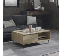 Coffee Table Smoked Oak 90x60x35 cm Engineered Wood & Metal Shelf Magazine Rack