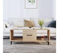 Coffee Table Smoked Oak Engineered Wood 102x50x40 cm Minimalist Storage 1-Drawer