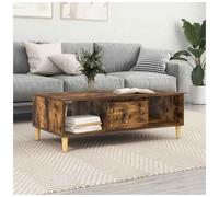 Coffee Table Smoked Oak Engineered Wood 102x55x35cm 2 Shelves 3 Storage Hinge x2