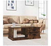 Coffee Table Smoked Oak Engineered Wood 90x50x35cm Drawer & Shelf Modern Compact