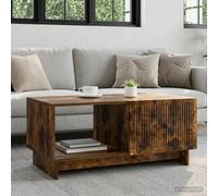 Coffee Table Smoked Oak Engineered Wood 90x50x40cm 2-Compartment RetroVintageS