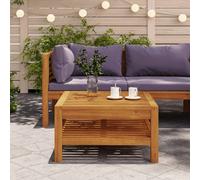 Coffee Table Solid Acacia Wood Cream White 65x65x35 cm Outdoor Slatted Low Patio