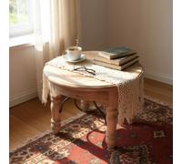 Coffee Table Solid Acacia Wood Metal Edge Side Table Stunning 60x60x45cm