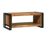 Coffee Table Solid Mango Wood Brown 90x50x38cm Rustic Industrial Shelf Storage.