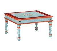 Coffee Table Solid Mango Wood Hand-Painted Blue 54x54x30 cm Rustic Accent Unique
