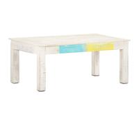 Coffee Table Solid Mango Wood Whitewash 110x60x45 cm Hand-crafted Rustic White