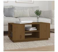 Coffee Table Solid Pine Honey Brown 90x49x40.5cm Rustic 6-Compartment Storage.