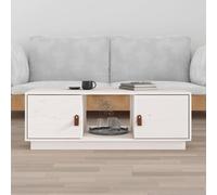 Coffee Table Solid Pine White 100x50x35 cm With Storage Compartment Modern Shelf