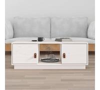 Coffee Table Solid Pine White 100x50x35 cm With Storage Compartment Modern Shelf