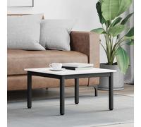 Coffee Table Solid Pine Wood White 60x60x36cm Metal Legs Modern Minimal Compact