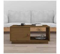 Coffee Table Solid Pinewood Honey Brown 80x50x35.5cm with shelf includes manual
