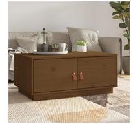 Coffee Table Solid Pinewood Honey Brown 80x50x35 cm Storage Rustic with Shelves