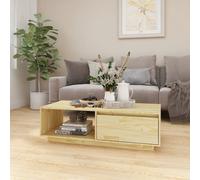 Coffee Table Solid Pinewood Natural 110x50x33.5 cm w/Open Shelf UK