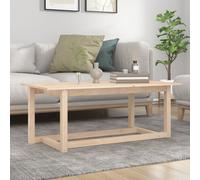 Coffee Table Solid Pinewood Natural Finish 110x55x45 cm Rustic Centerpiece Home