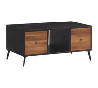 Coffee Table Solid Reclaimed Teak Black Iron Frame 90x50x41 cm Rustic Vintage UK