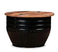 Coffee Table Solid Reclaimed Wood Black Barrel Shape Berkfield Home Black One Size