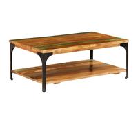 Coffee Table Solid Reclaimed Wood Mixed Brown 100x60x35 cm Shelf Handmade