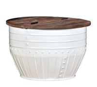 Coffee Table Solid Reclaimed Wood White Barrel Shape Berkfield Home White One Size