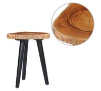 Coffee Table Solid Teak Top Mango Wood Black Base 40x45 cm Handmade Root Unique