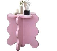 Coffee Table, Solid Wood Wave Side Table with X-Shape Legs, Accent Table for Living Room, Bedroom, Balcony, Easy Assembly