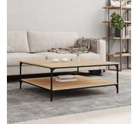 Coffee Table Sonoma Oak 100x100x40cm Engineered Wood & Iron Rustic Modern Small