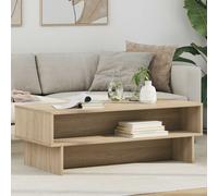 Coffee Table Sonoma Oak 100x46x35cm Engineered Wood 2-Shelf Modern Rectangular.