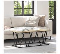 Coffee Table Sonoma Oak 100x50x40cm Engineered Wood Top Black Metal Frame Sturdy