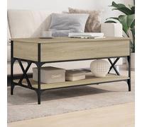 Coffee Table Sonoma Oak 100x50x50 cm Engineered Wood and Metal Berkfield Home Brown One Size