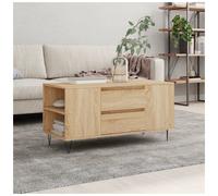 Coffee table Sonoma Oak 102x44.5x50cm Engineered Wood 4 Shelves 1 Drawer Metal.