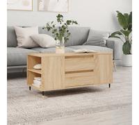 Coffee table Sonoma Oak 102x44.5x50cm Engineered Wood Drawer Shelf Storage x2.