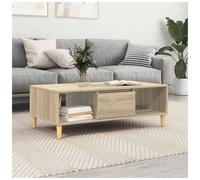 Coffee Table Sonoma Oak 102x55x35cm Engineered Wood 2 Shelves 3 Storage Console