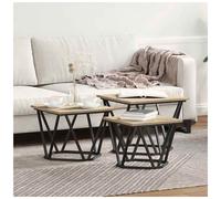 Coffee Table 3 pcs Engineered Wood and Steel Modern Living Room Accent vidaXL