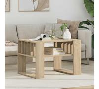Coffee Table Sonoma Oak 66 x 49.5 x 45 cm Engineered Wood 2-Shelf Modern Compact