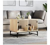 vidaXL Coffee Table with Glass Doors Sonoma Oak 68.5x50x50 cm, Brown