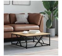 Coffee Table Sonoma Oak 70x70x30 cm Engineered Wood Top Steel Legs, Modern Brown
