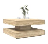 Coffee Table Sonoma Oak 70x70x34.5cm Engineered Wood Finish 360deg Rotating Top