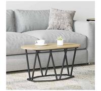 Coffee table Sonoma oak 80x40cm Oval Engineered Wood Top Black Metal Legs Modern