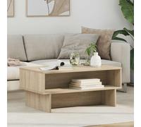 Coffee Table Sonoma Oak 80x46x35 cm Engineered Wood 2-Tier Shelf Modern Durable