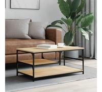 Coffee Table Sonoma Oak 90x49x40 cm Engineered Wood Metal Frame with Open Shelf