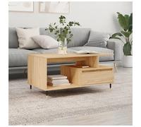 Coffee Table Sonoma Oak 90x49x45 cm Engineered Wood Slim With Drawer & 2 Shelves