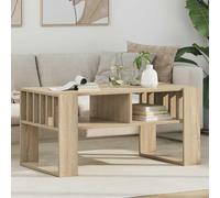 Coffee Table Sonoma Oak 92x49.5x45cm Engineered Wood Rectangular 2 Shelves Slim